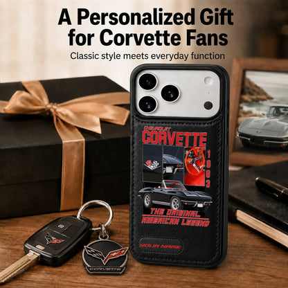 1963 Corvette Personalized Leather Wallet Phone Case