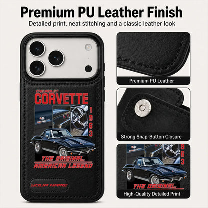 1963 Corvette Personalized Leather Wallet Phone Case