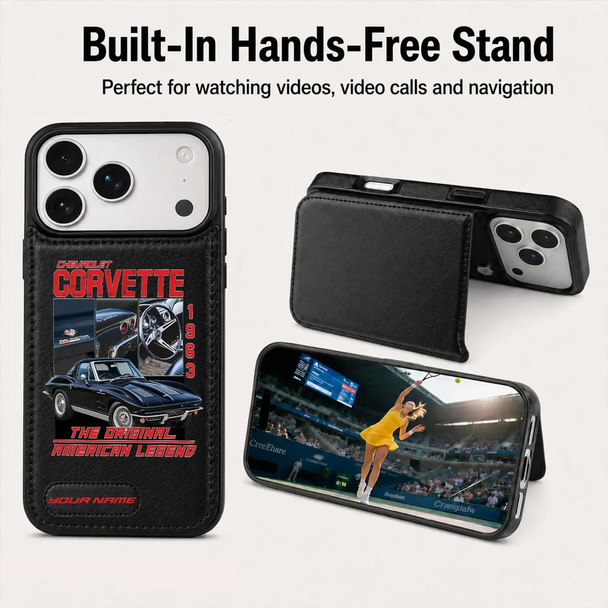 1963 Corvette Personalized Leather Wallet Phone Case