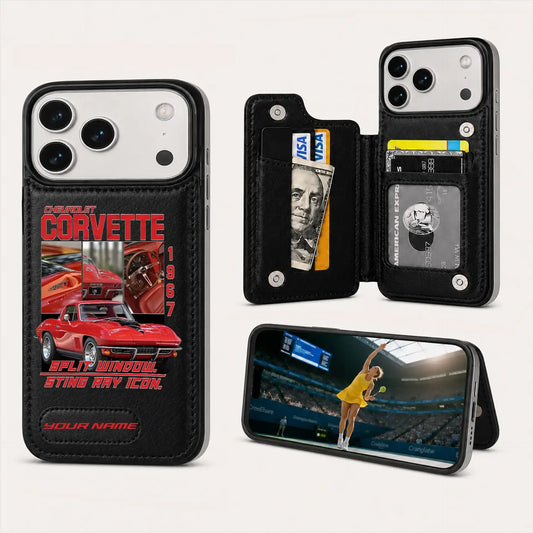 1967 Corvette Personalized Leather Wallet Phone Case