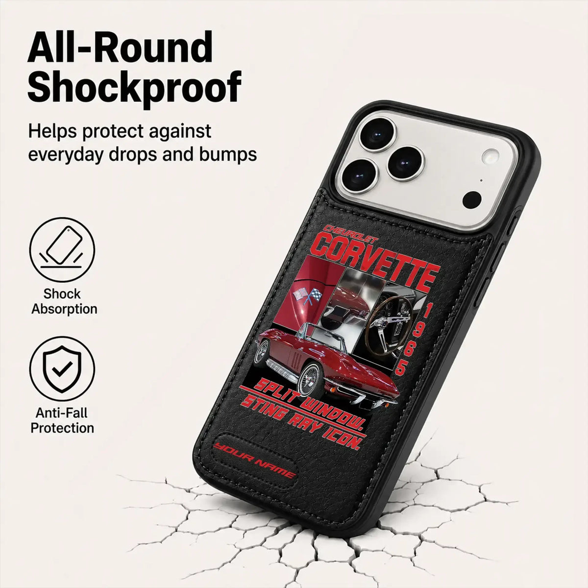 1965 Corvette Personalized Leather Wallet Phone Case