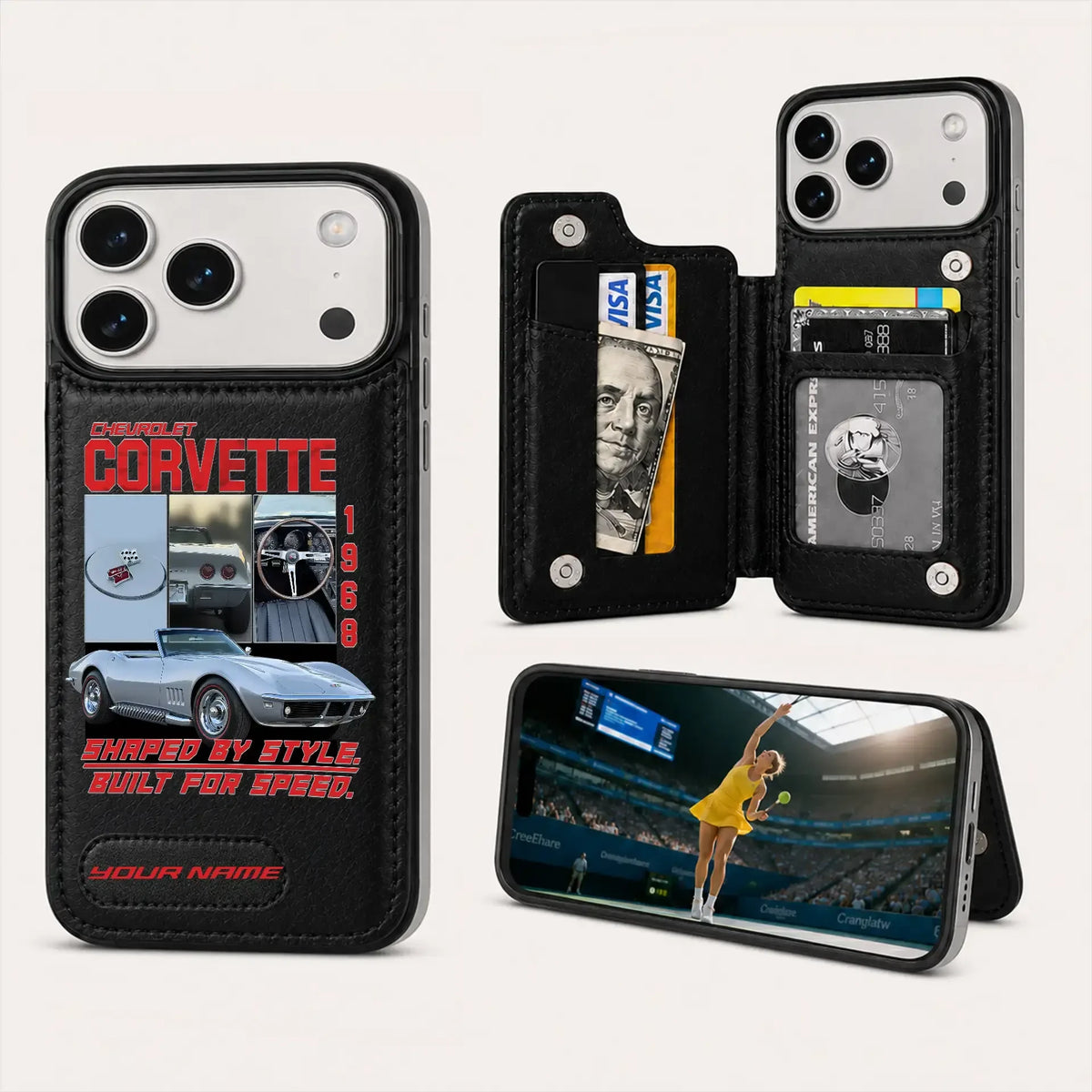 1968 Corvette Personalized Leather Wallet Phone Case