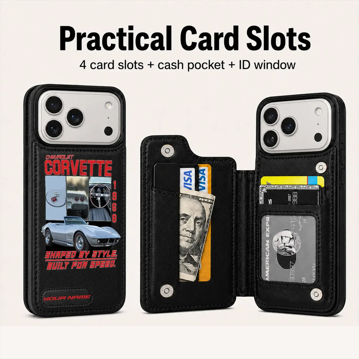 1968 Corvette Personalized Leather Wallet Phone Case
