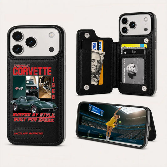 1968 Corvette Personalized Leather Wallet Phone Case