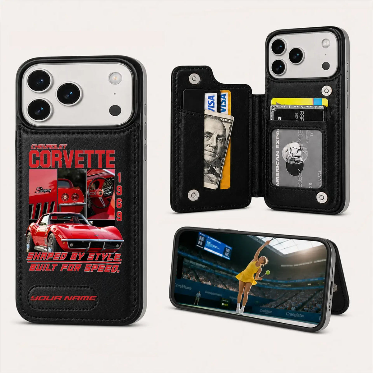 1969 Corvette Personalized Leather Wallet Phone Case