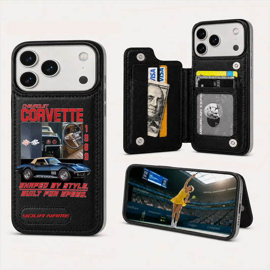 1969 Corvette Personalized Leather Wallet Phone Case