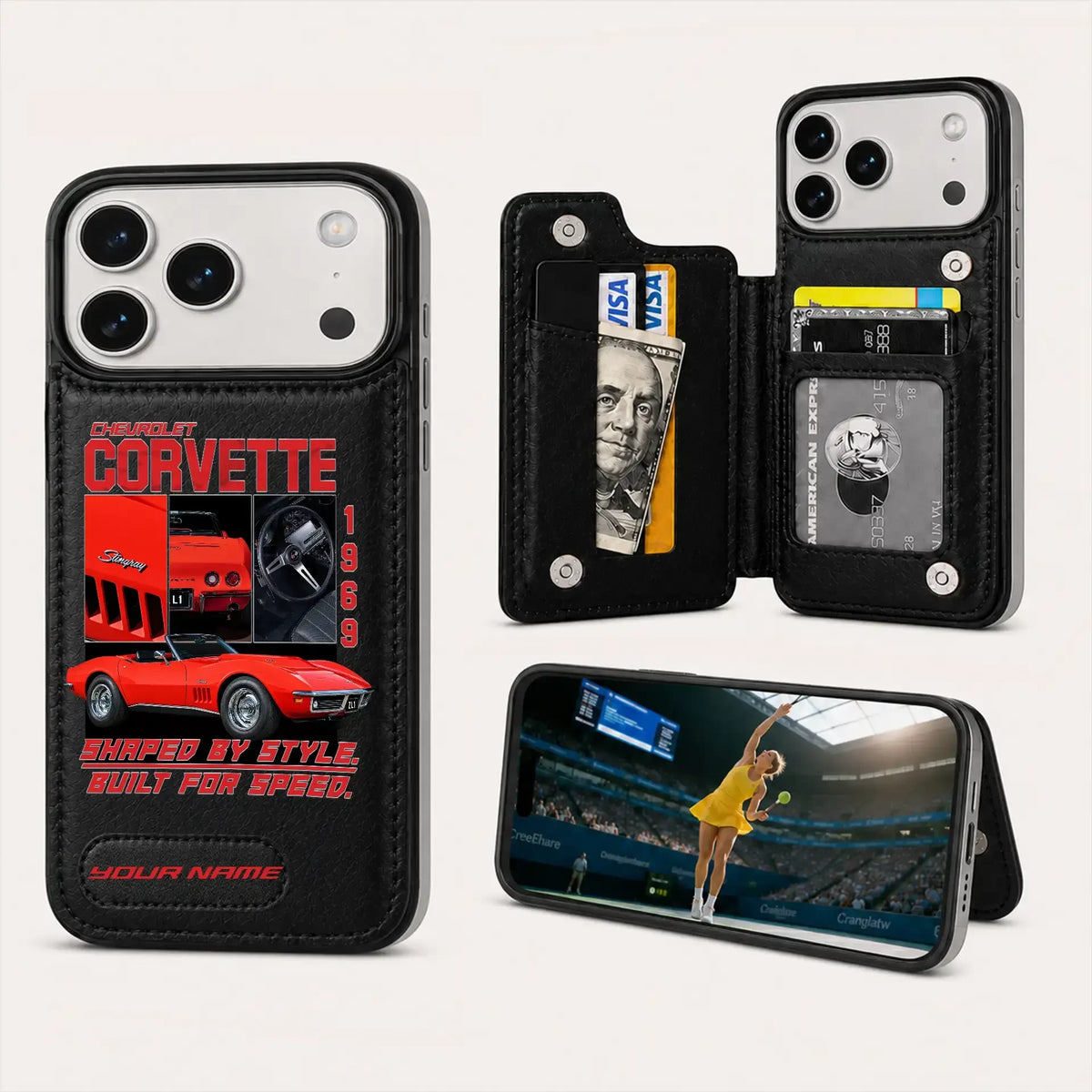 1969 Corvette Personalized Leather Wallet Phone Case