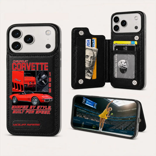 1969 Corvette Personalized Leather Wallet Phone Case