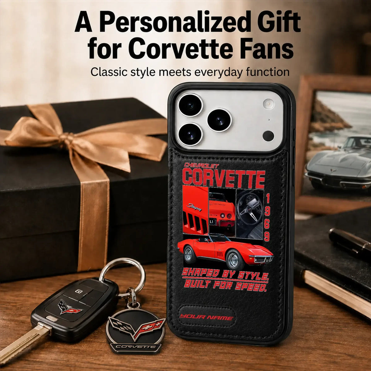 1969 Corvette Personalized Leather Wallet Phone Case