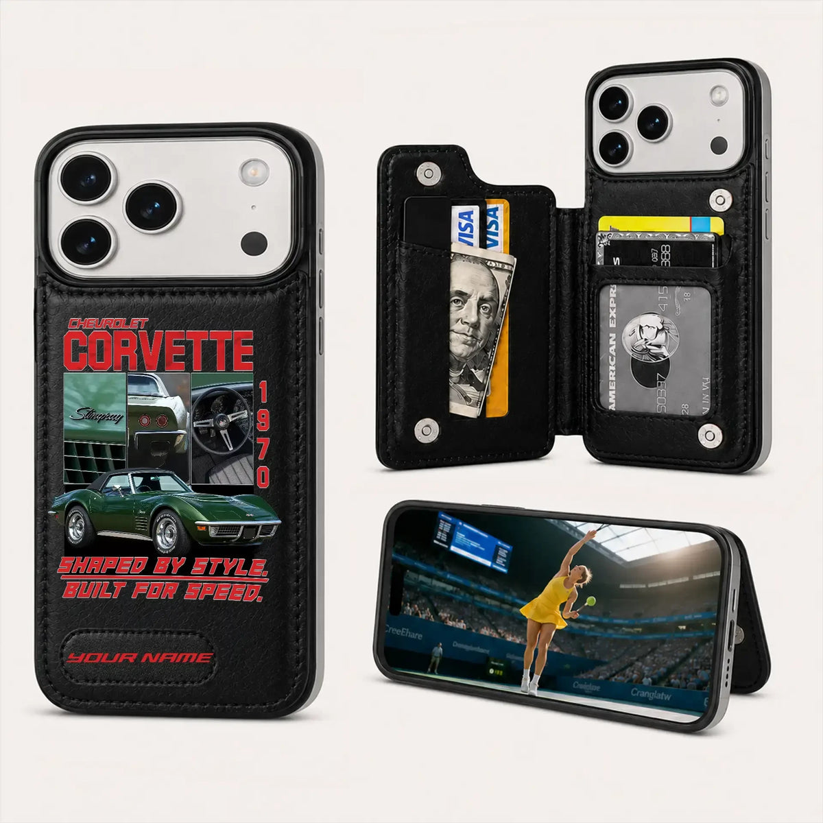 1970 Corvette Personalized Leather Wallet Phone Case