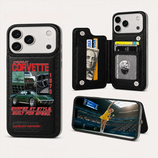 1970 Corvette Personalized Leather Wallet Phone Case