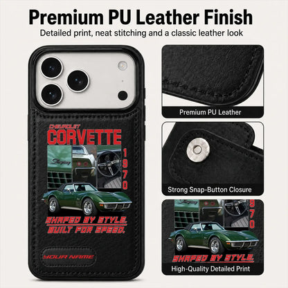 1970 Corvette Personalized Leather Wallet Phone Case