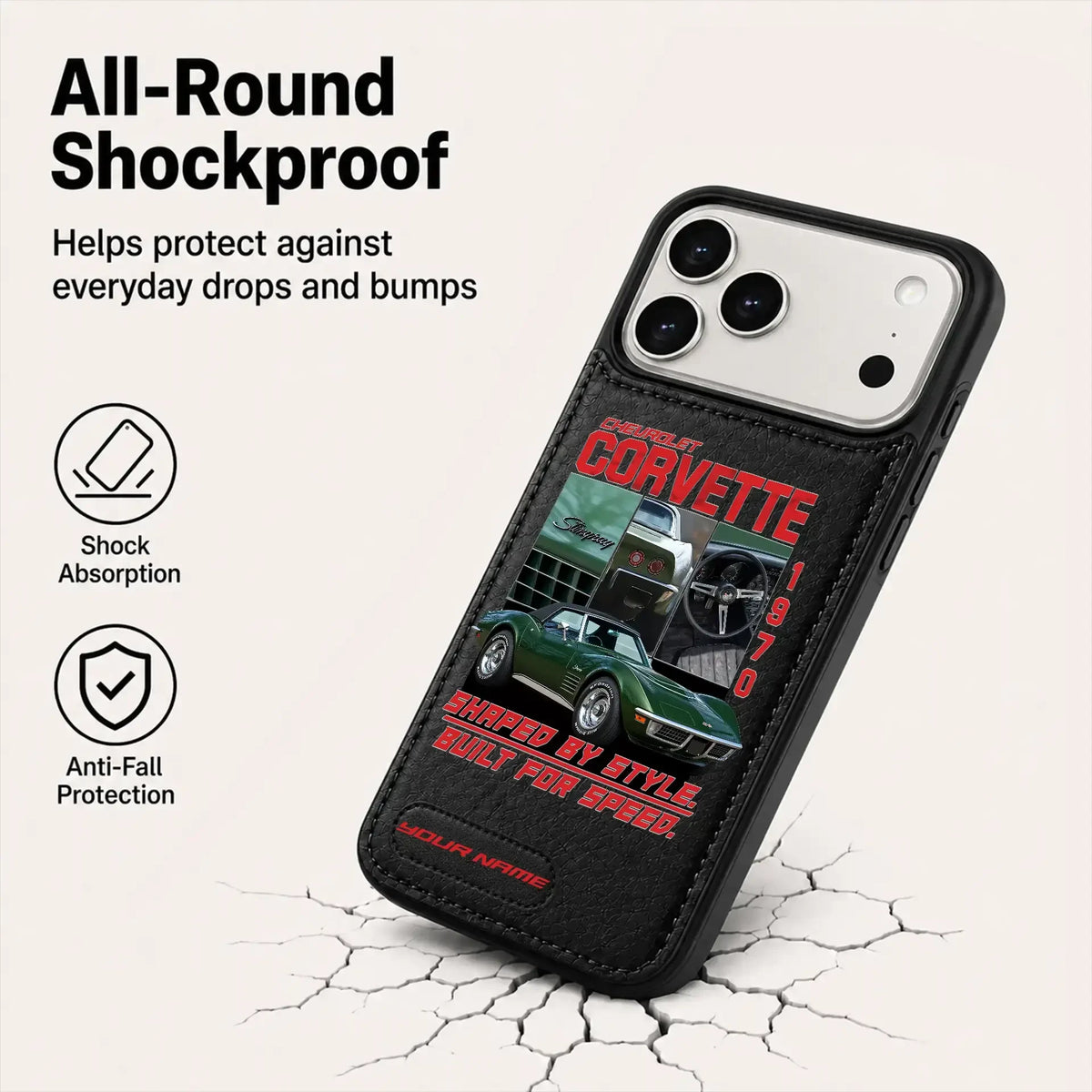 1970 Corvette Personalized Leather Wallet Phone Case