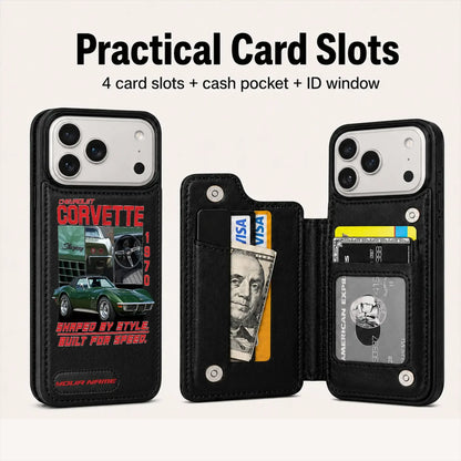1970 Corvette Personalized Leather Wallet Phone Case