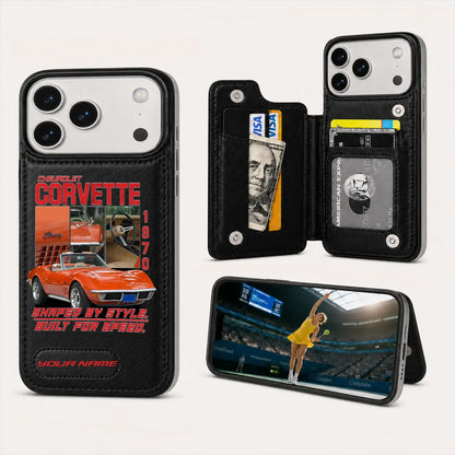 1970 Corvette Personalized Leather Wallet Phone Case