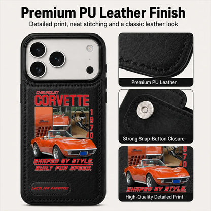 1970 Corvette Personalized Leather Wallet Phone Case