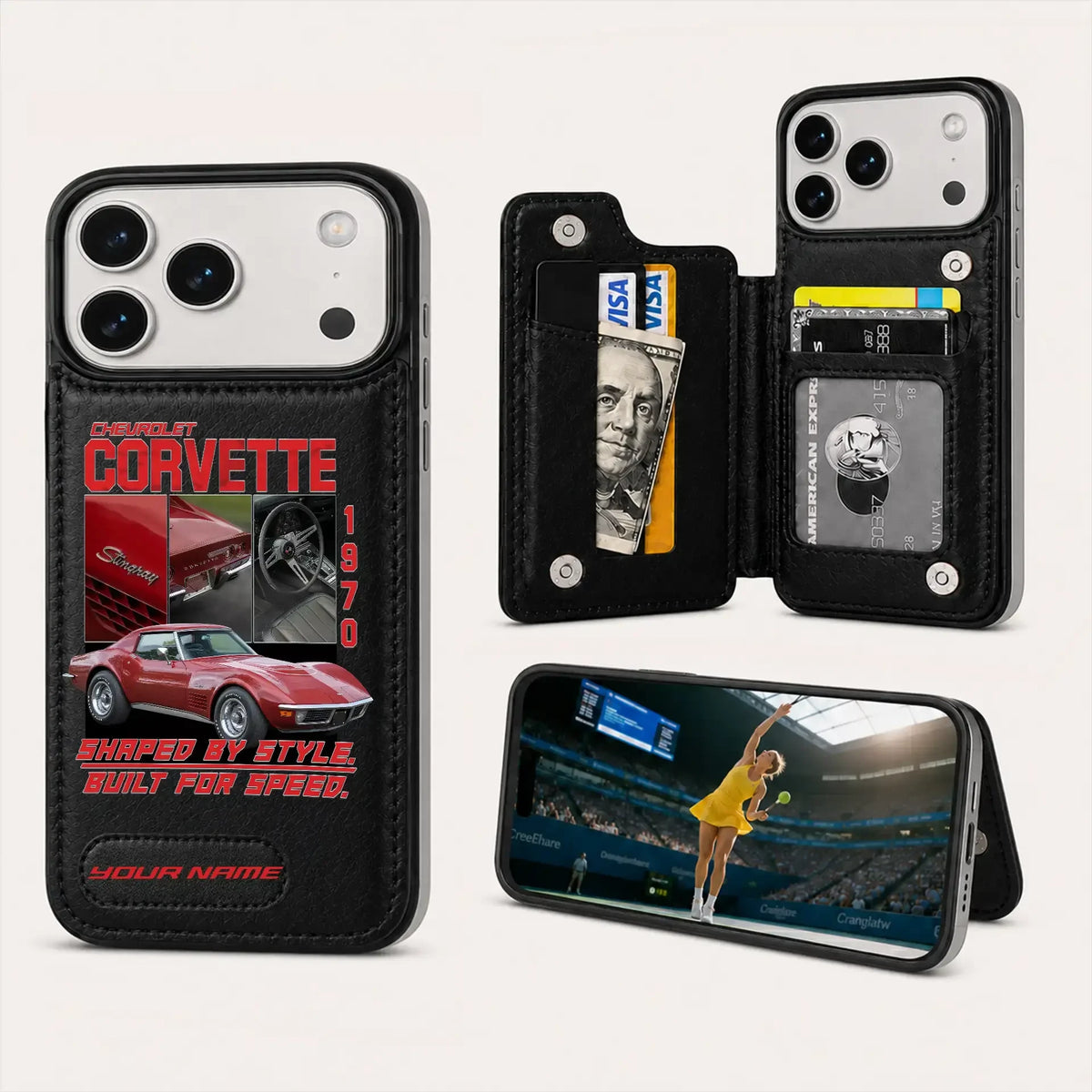 1970 Corvette Personalized Leather Wallet Phone Case