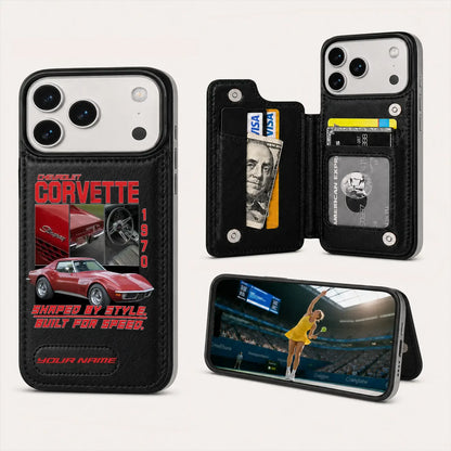 1970 Corvette Personalized Leather Wallet Phone Case