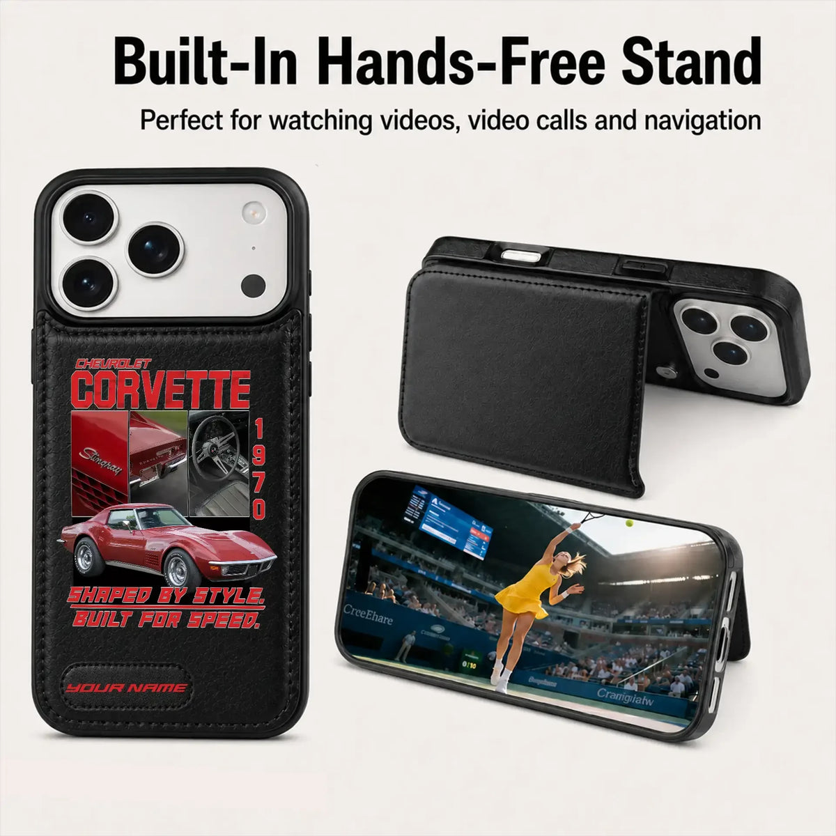 1970 Corvette Personalized Leather Wallet Phone Case