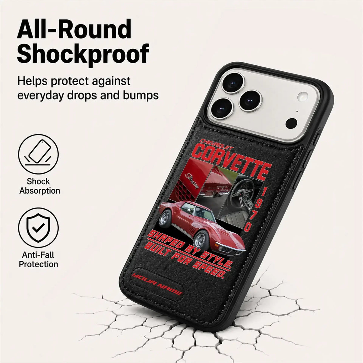 1970 Corvette Personalized Leather Wallet Phone Case