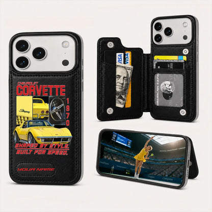 1970 Corvette Personalized Leather Wallet Phone Case