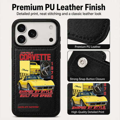 1970 Corvette Personalized Leather Wallet Phone Case