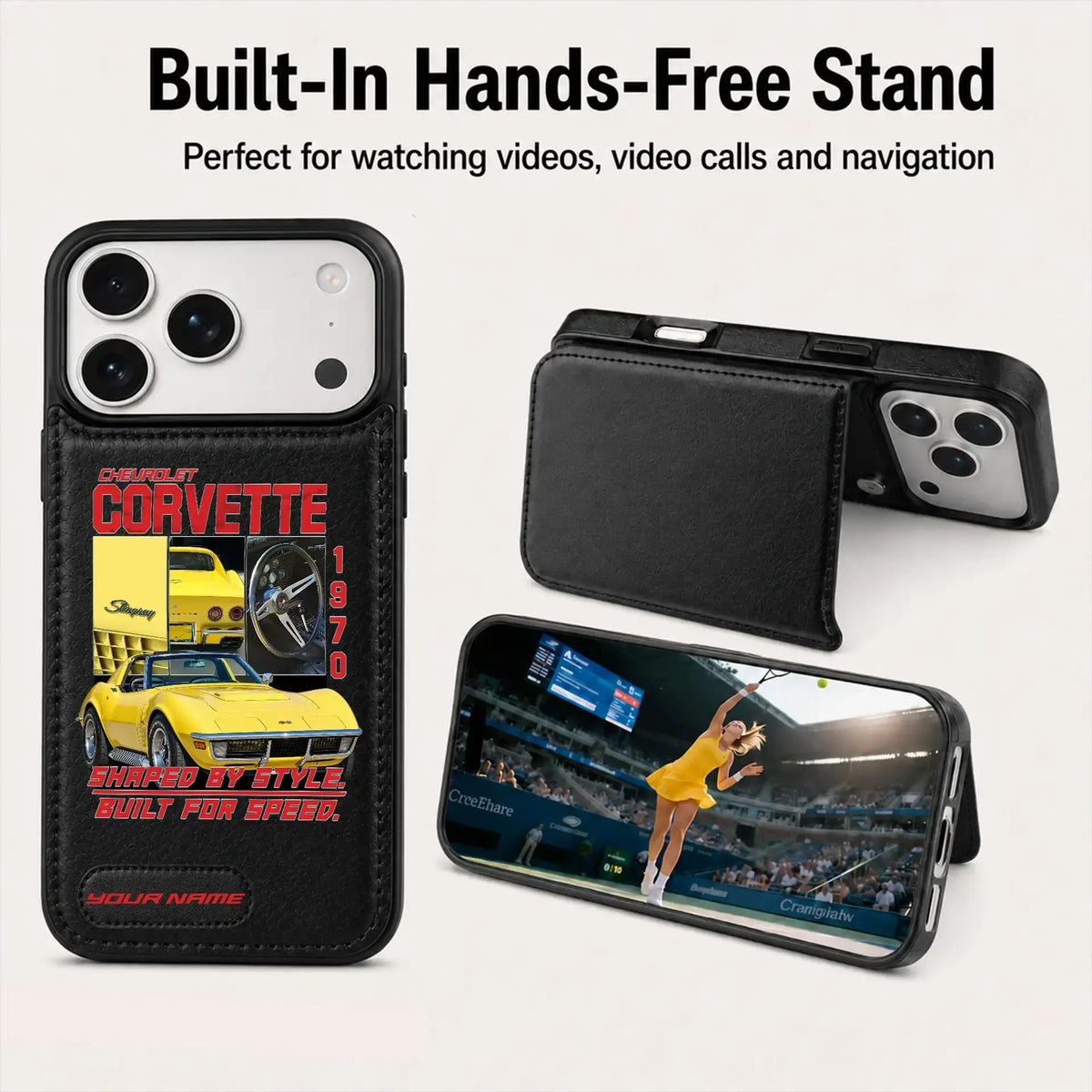 1970 Corvette Personalized Leather Wallet Phone Case