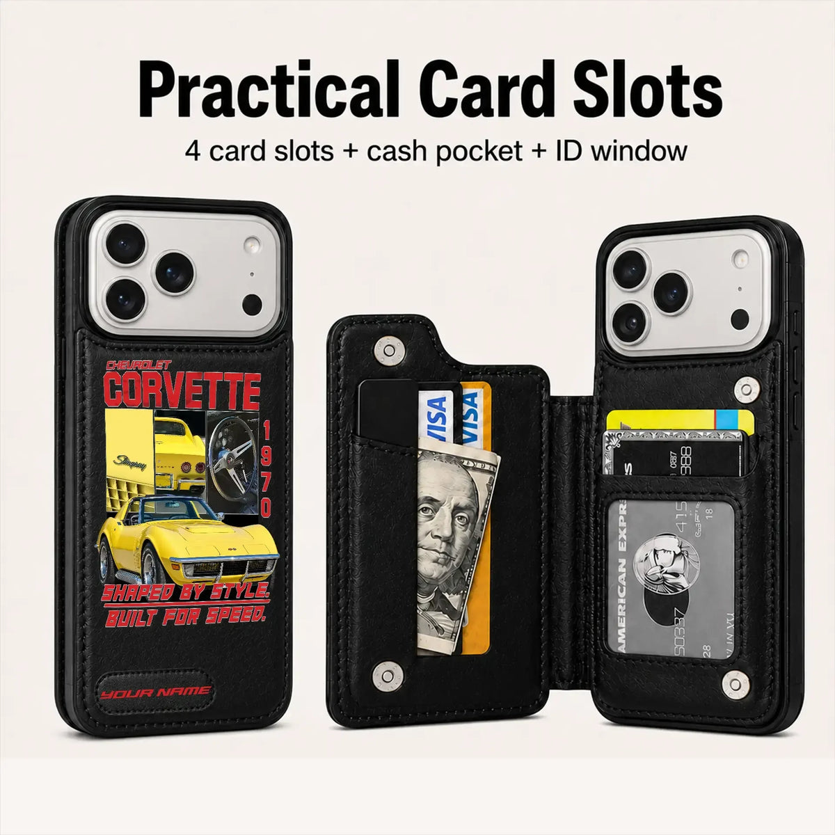 1970 Corvette Personalized Leather Wallet Phone Case