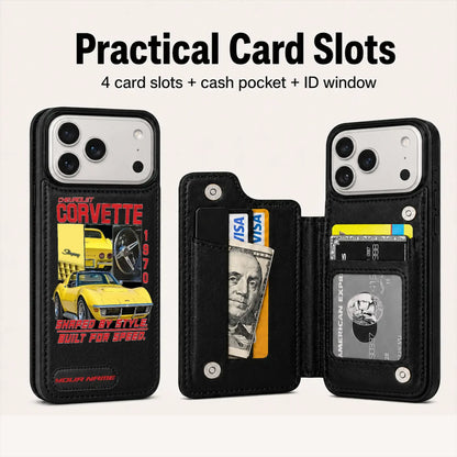 1970 Corvette Personalized Leather Wallet Phone Case