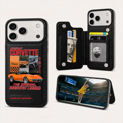 1971 Corvette Personalized Leather Wallet Phone Case