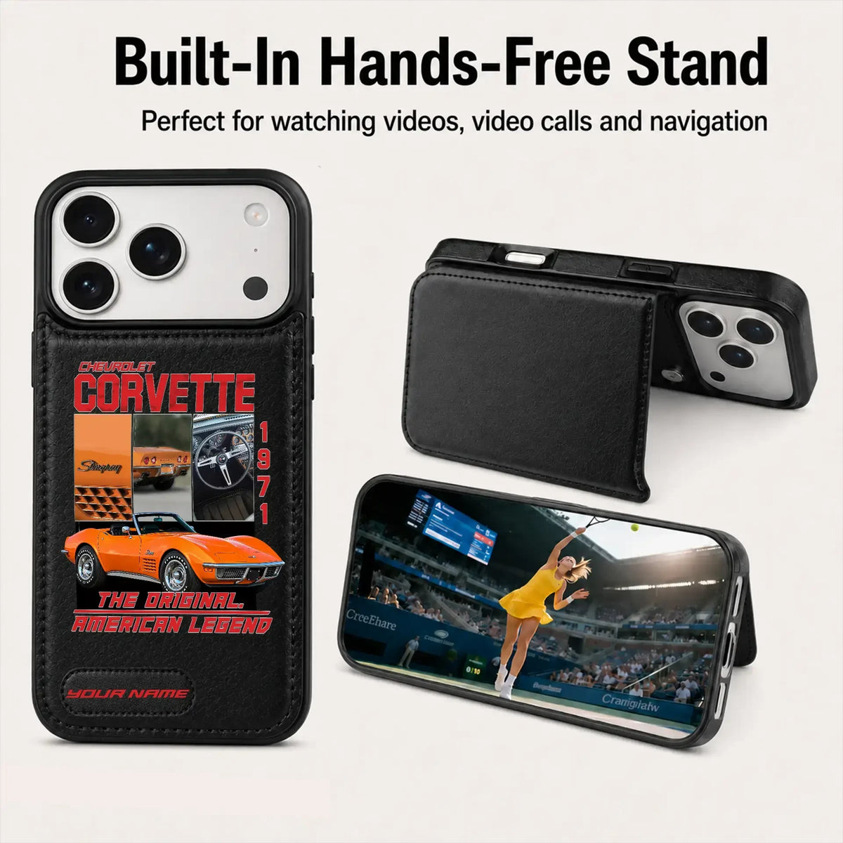 1971 Corvette Personalized Leather Wallet Phone Case