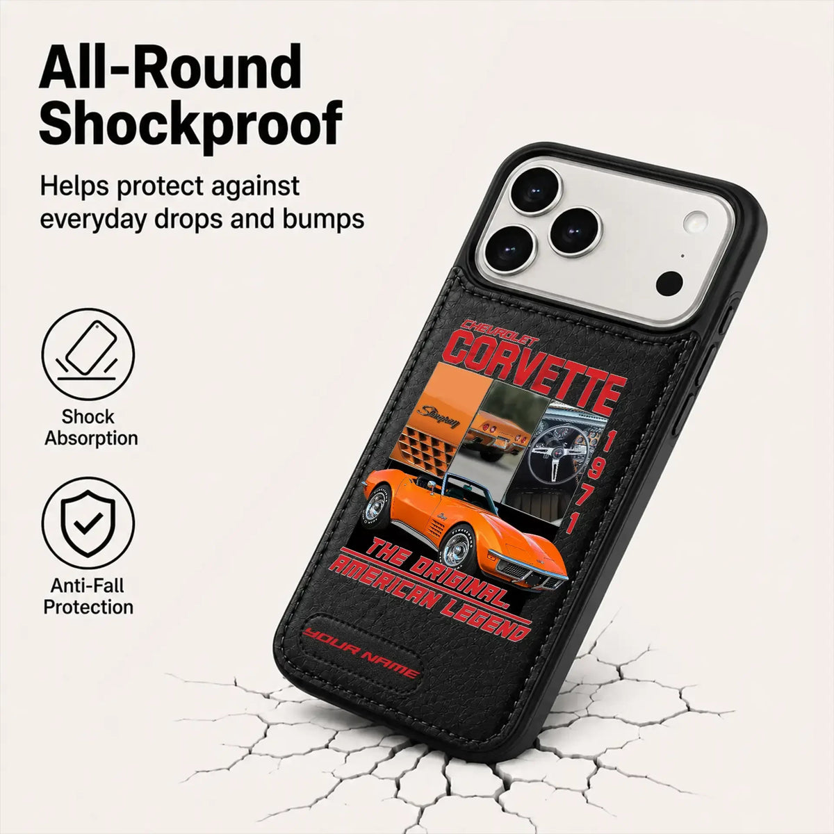 1971 Corvette Personalized Leather Wallet Phone Case