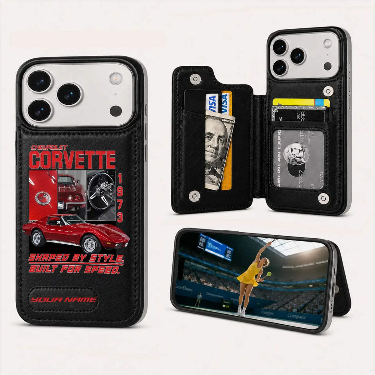 1973 Corvette Personalized Leather Wallet Phone Case