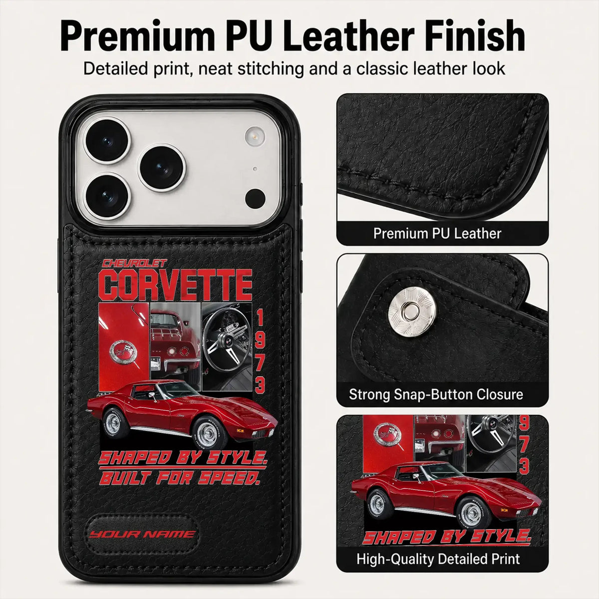 1973 Corvette Personalized Leather Wallet Phone Case