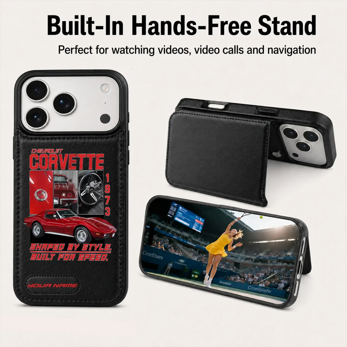 1973 Corvette Personalized Leather Wallet Phone Case