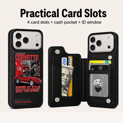 1973 Corvette Personalized Leather Wallet Phone Case