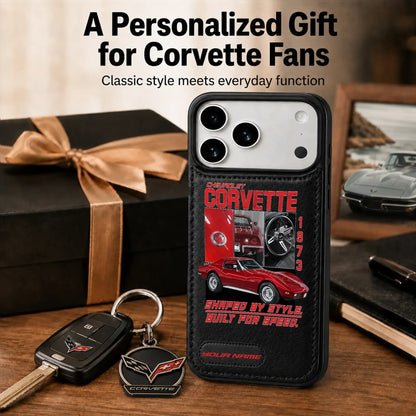 1973 Corvette Personalized Leather Wallet Phone Case