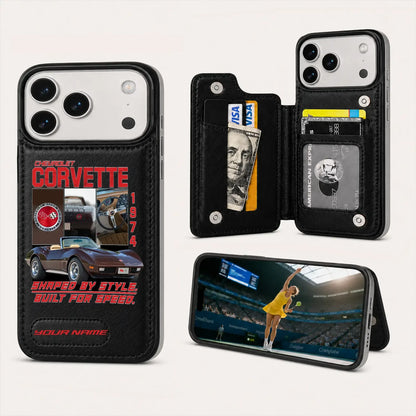 1974 Corvette Personalized Leather Wallet Phone Case