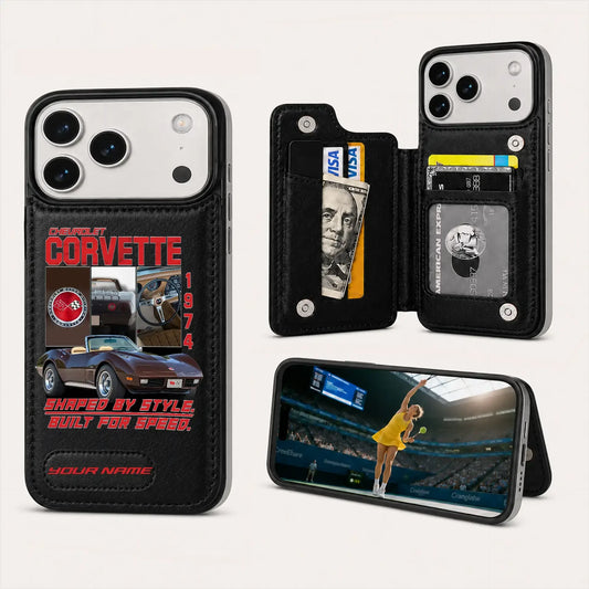 1974 Corvette Personalized Leather Wallet Phone Case