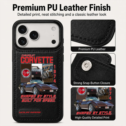 1974 Corvette Personalized Leather Wallet Phone Case