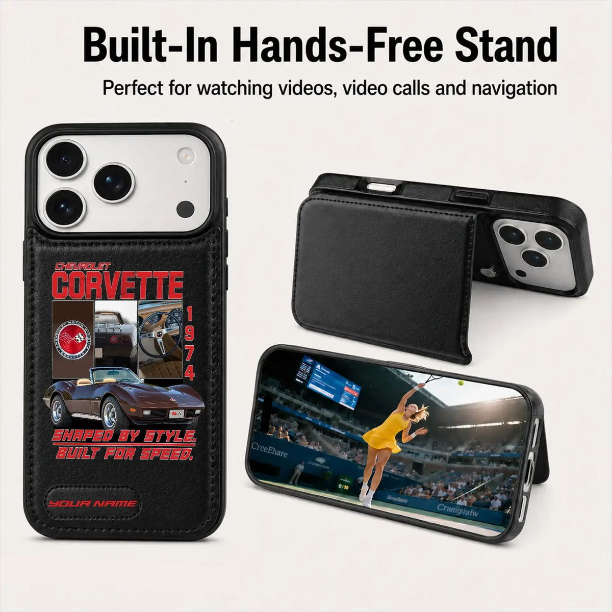 1974 Corvette Personalized Leather Wallet Phone Case