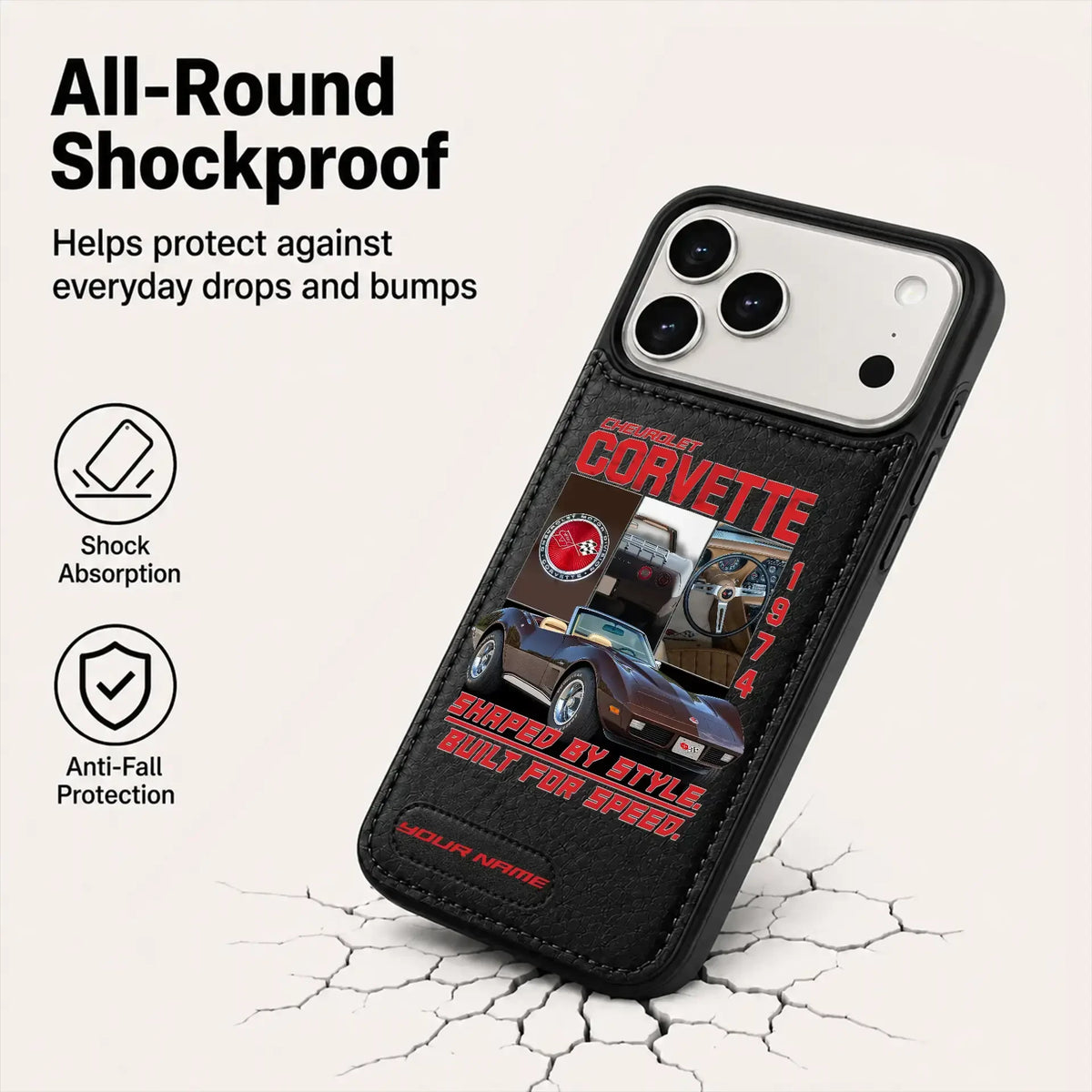 1974 Corvette Personalized Leather Wallet Phone Case