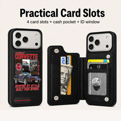 1974 Corvette Personalized Leather Wallet Phone Case