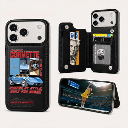 1975 Corvette Personalized Leather Wallet Phone Case