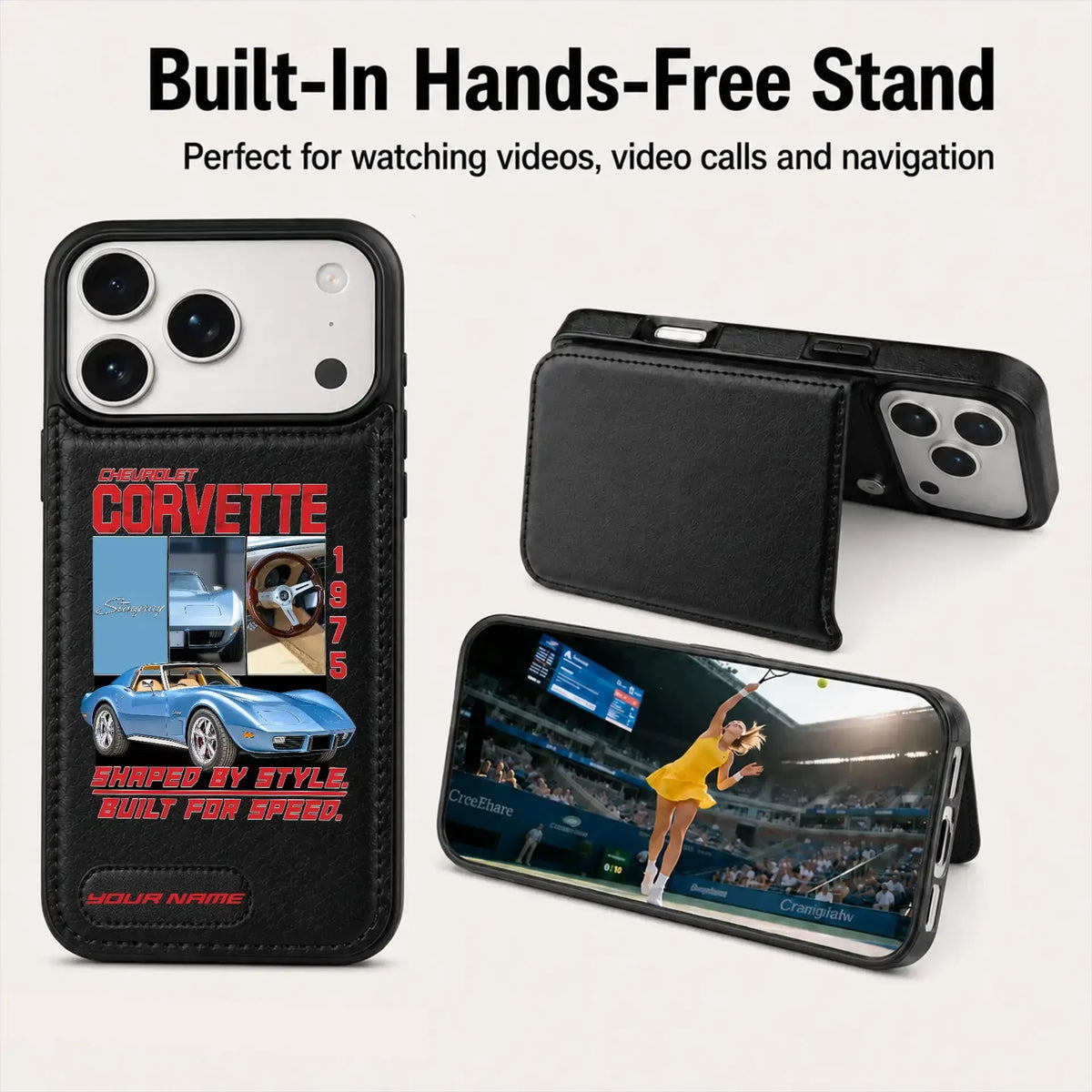 1975 Corvette Personalized Leather Wallet Phone Case