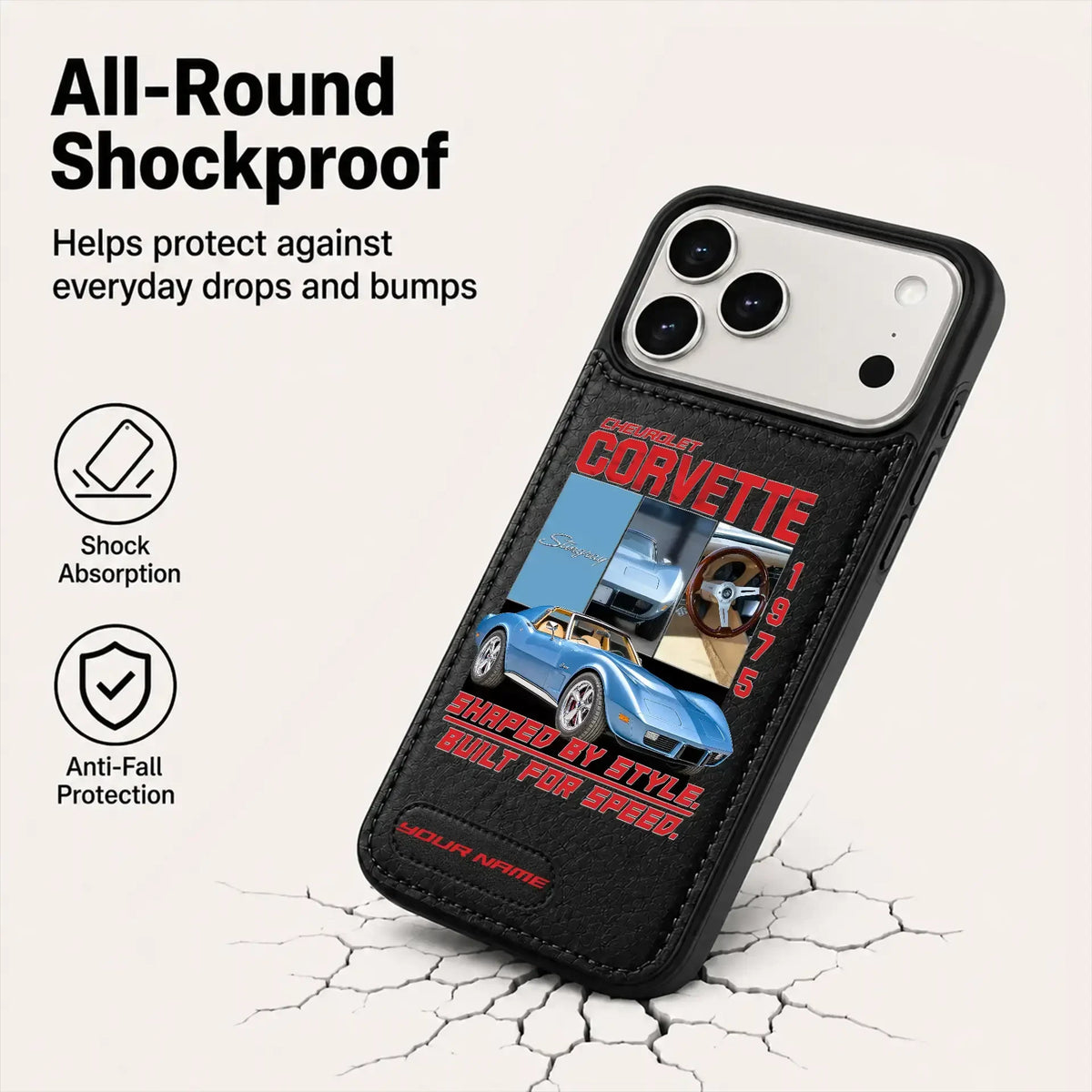 1975 Corvette Personalized Leather Wallet Phone Case