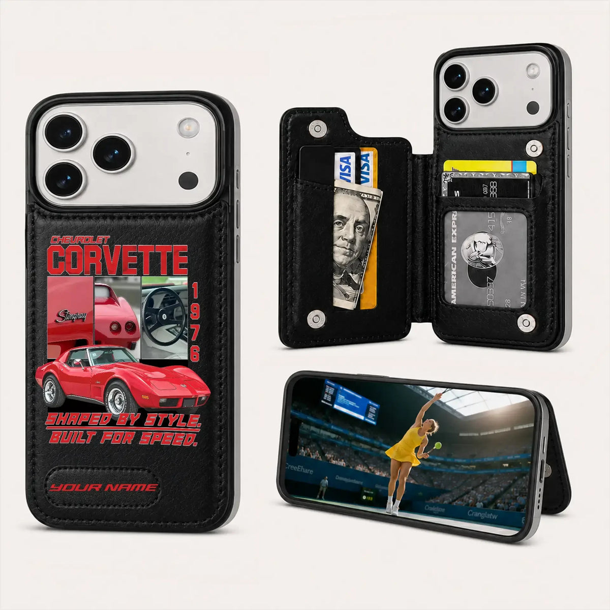 1976 Corvette Personalized Leather Wallet Phone Case