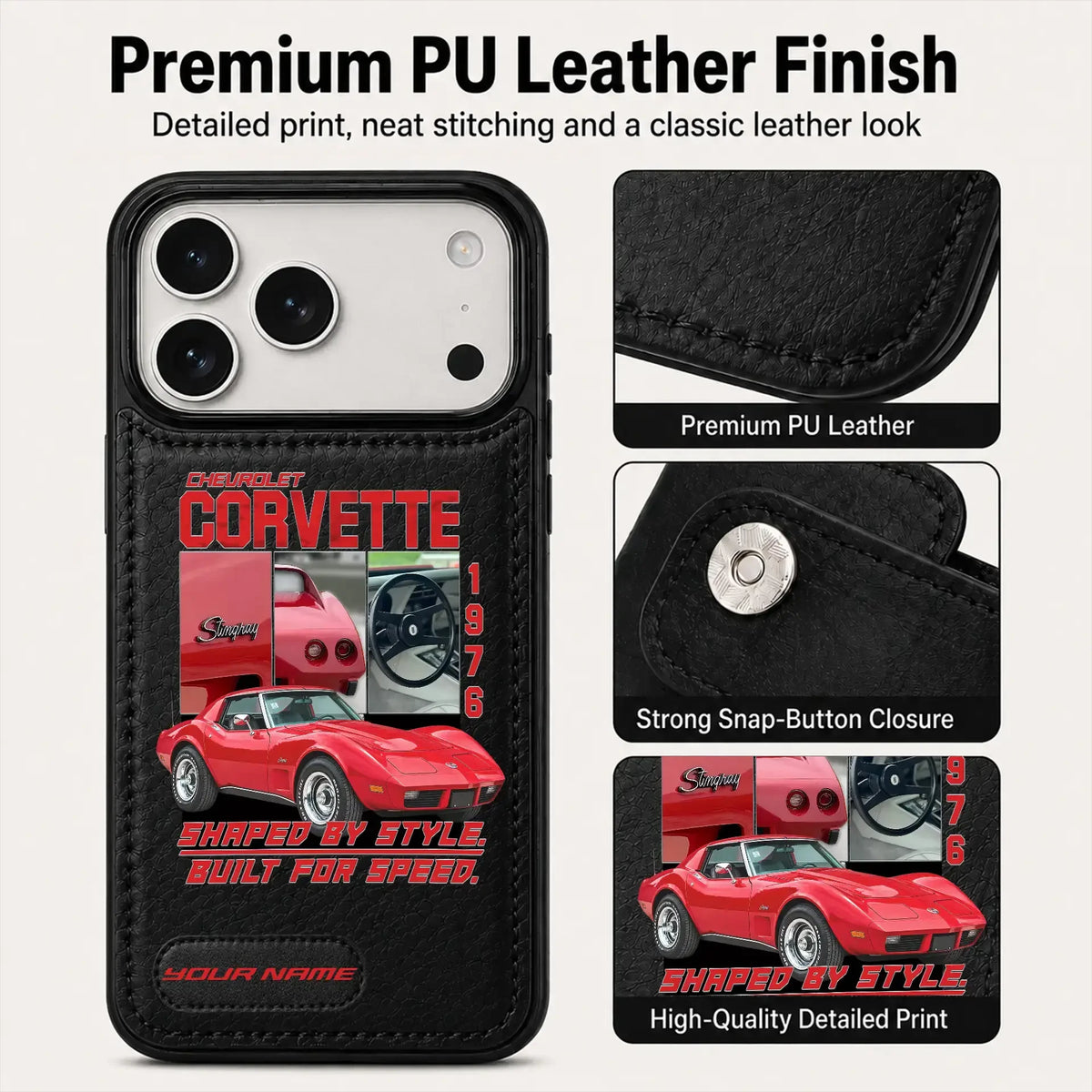 1976 Corvette Personalized Leather Wallet Phone Case