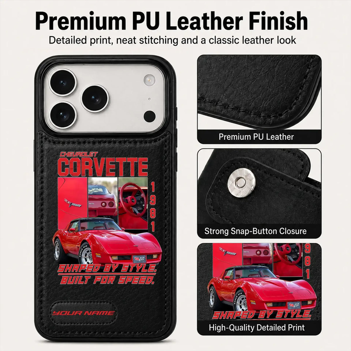 1981 Corvette Personalized Leather Wallet Phone Case