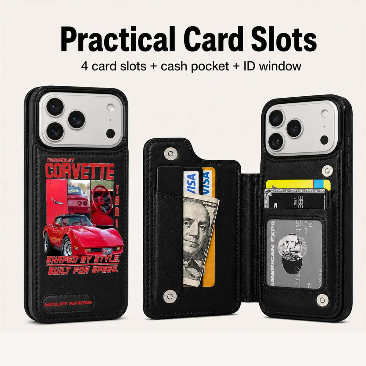 1981 Corvette Personalized Leather Wallet Phone Case